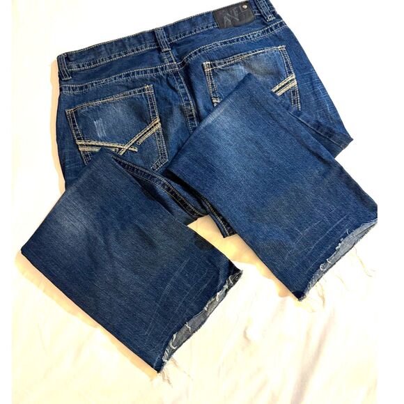 AXEL Men's Jeans sz38/32 inseam 30" Distressed Relaxed Fit Straight Leg Raw Hem - Picture 15 of 15